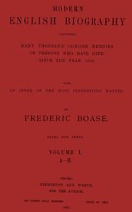 Modern English biography, volume 1 (of 4), A-H cover